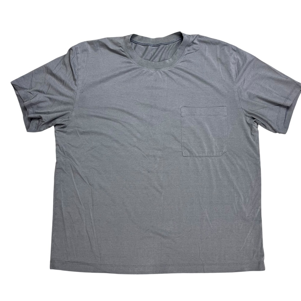 Lululemon Mens Gray Short Sleeve Pocket T-Shirt Crew Neck Athletic Training XL